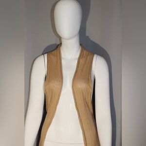 Women's M Cashmere by Chow Tan Open Front Sleeveless Cardigan